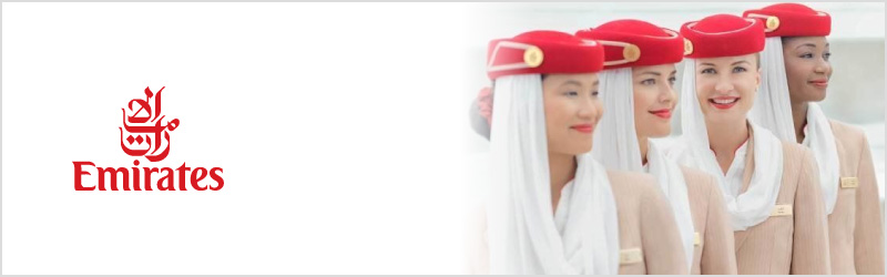 Emirates cabin crew with logo