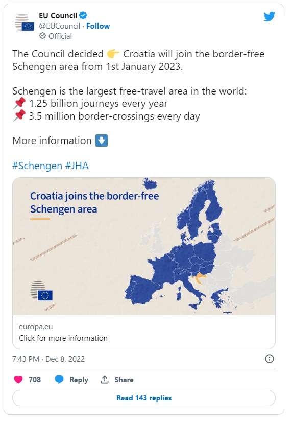 Croatia now part of Schengen